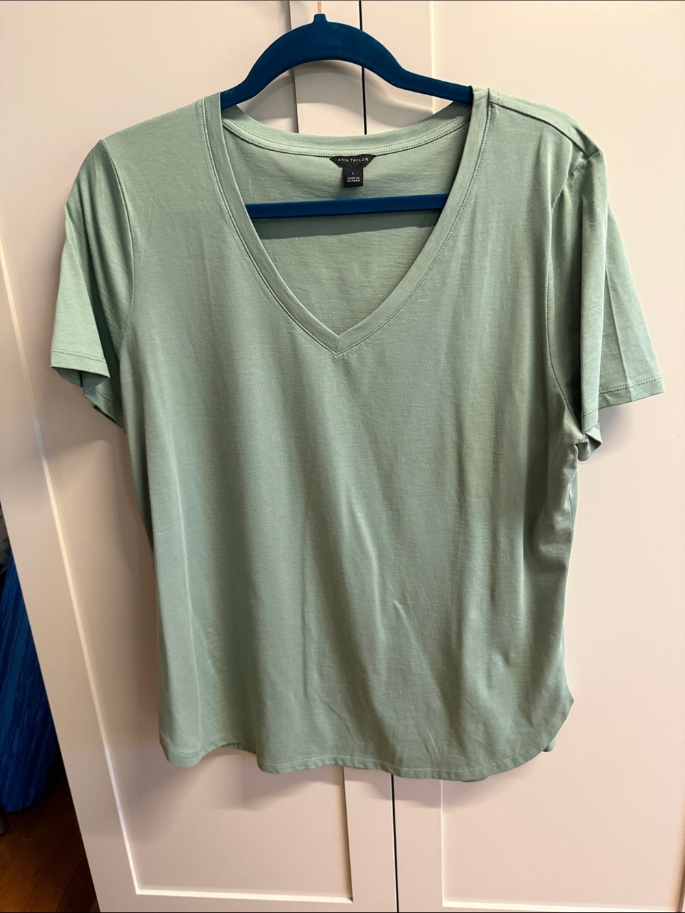 Ann Taylor Light Sage V-Neck Short Sleeve Tee